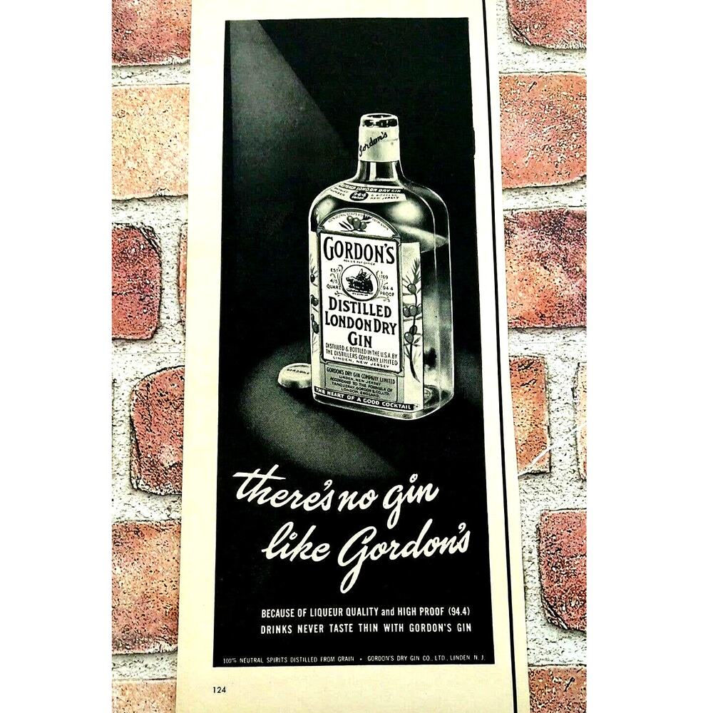 Gordons - There's no gin like‎ Gordon's - 1950 Vtg Alcohol PRINT AD Ephemera